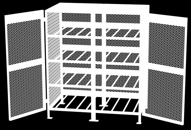Cabinet, 65x38x70, Capacity 16 Horizontal Cylinders, mesh sides, solid top, mesh