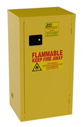 2 FLAMMABLE SAFETY CABINETS 19T241 BA06 Flammable Safety Cabinet, 6 Gal., 23x18x22, 1 door, 0 shelves Yellow 19T242 BA12 Flammable Safety Cabinet,12 Gal.