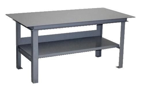 capacity Gray 8A069 WD472 Fixed Height Steel Work Table, 36x72x34, 1/4" thick plate bench top, 16,000 lb. capacity Gray 9WDK8 WF460 Fixed Height Steel Work Table, 36x60x34, 8,000 lb.