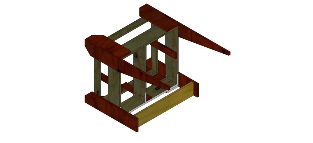 Position the Stretcher as shown (flush against the Base Slat and top edge of the Top Side Rails) and attach using