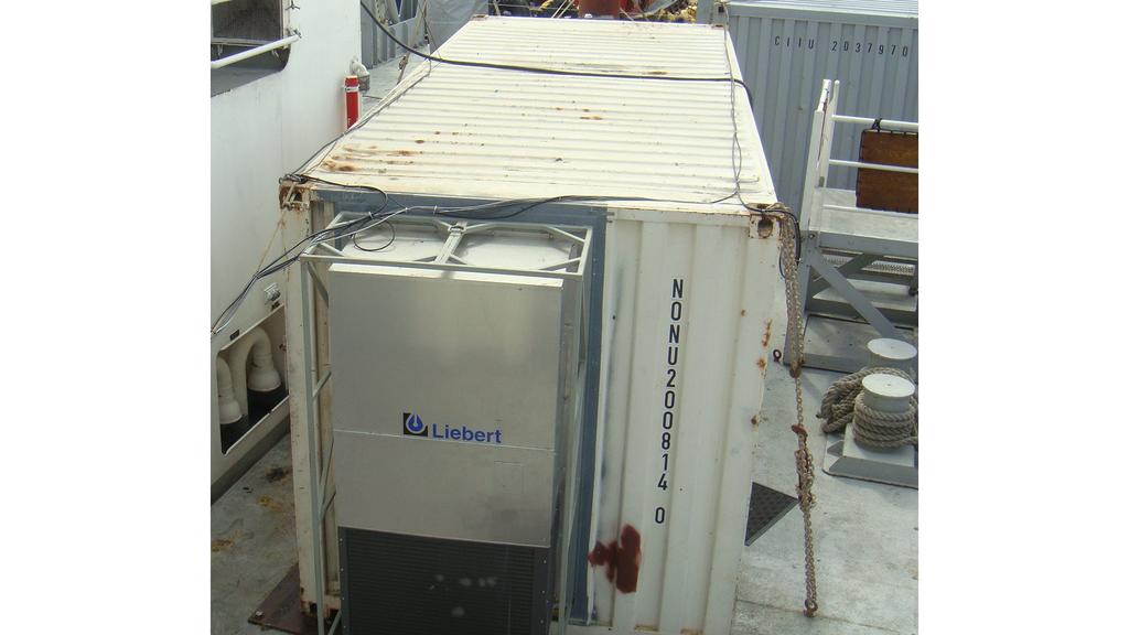 Figure 49: The chiller. 9 May Transmissions continued through the night. The Liebert chiller (see Fig. 49) is keeping pace with the L50 heat output.