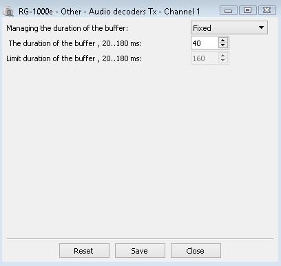 23 In case of big packet jitter in the IP network, it is recommended to change the audio decoder parameters of working IP channels: Managing the duration of the buffer: Select Adaptive.