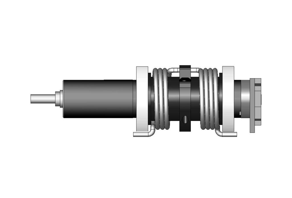 A B C Figure 5: A simplified view of the modular actuator. Two bearings (A) support the motor. The motor is attached to an external frame (ground) through two torsion springs (C).