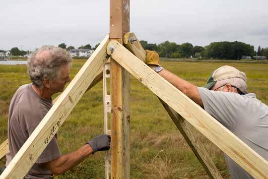 Installation Secure Diagonal Braces 1. Using a C-clamp, lightly clamp the diagonal brace to one of the ground posts. 2. Use a 4-foot level to plumb the main post. 3. Tighten the C-clamp. 4. Drill a ½ hole through the brace and ground post.