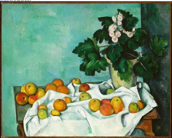 ARTWORK INFORMATION Still Life with Apples and a Pot of Primroses Paul Cézanne Date:ca. 1890 Medium:Oil on canvas Dimensions:28 3/4 x 36 3/8 in. (73 x 92.