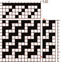 Each is a 4-harness design that can be represented by a 4 4 basic block having at least one black and one white square in each row and column and each can be used to produce a weaving.