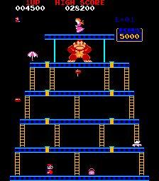 Donkey Kong throws springs every four seconds, which bounce across the top of the screen and fall down through the middle of the S.