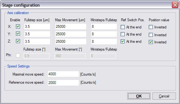 ATS STAGE AND TSC 3000 DRIVER CONFIGURATION Save configuration as... Allows the current configuration to be edited via the Stage Configuration dialog (see below).