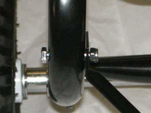 Next, Connect each hitch brace to the frame tube using 1 M6 x 35 (#17) and 1 M6 lock nut on each side.