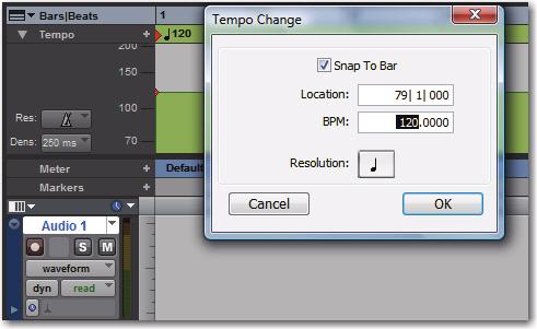 Changing Your Tempo You can change the session tempo to speed up or slow down your song. To adjust your tempo do the following: Choose View > Rulers > Tempo.