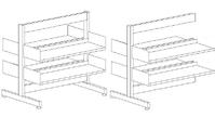 60/ CLASSIC STEEL SHELVING DOUBLE-SIDED - WITHOUT TOP SHELF Complete shelving system with uprights, crossbars, shelves, brackets and fittings. Shelves are steel shelves with backedge.