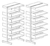 80/ CLASSIC STEEL SHELVING DOUBLE-SIDED - WITH TOP SHELF Complete shelving system with uprights, crossbars, shelves, top shelf, brackets and fittings.