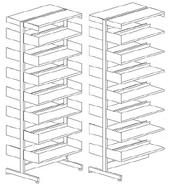 Please note that standard end panels do not fit on 80/ steel shelving and must be ordered specially, please contact customer service. Height 99 (5 shelves + top shelf on each side) BB075.056, BB075.