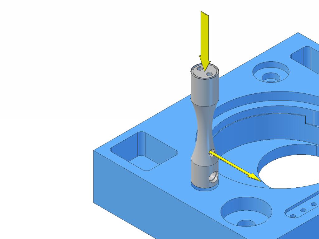 Align the hole in the side of the main pillar parallel with the front of the packing tray and to the right as shown in the diagram