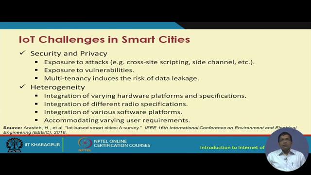 (Refer Slide Time: 31:03) So, there are different IoT challenges in smart cities security and privacies one.