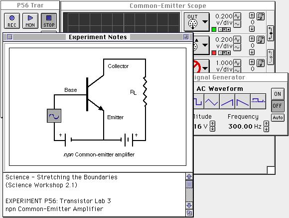 012-05892C AC/DC Electronics Laboratory ➃ In the Physics Folder of the Science Workshop Experiment Library, open the document: Macintosh: P56 Transistor Lab 3 / Windows: P56_TRN3.