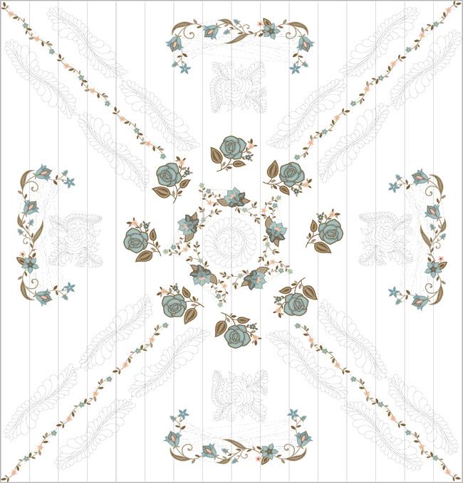 Quilt Layout Guide - Embroidery & Quilting Lay out the five rose design BE110215 templates in the center of the quilt until you obtain a nice wreath arrangement.