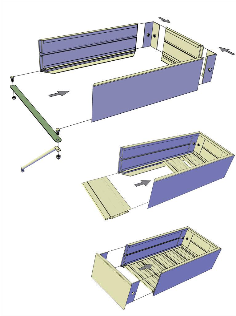 Seed Tray (If Equipped) 1 Support for every 10 foot section 1. Assemble three sides of the seed tray. Note: Make sure to slide 1 bolt into the bottom of the front and back seed tray profiles.