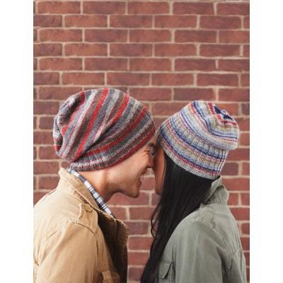 Sock Hat (2 sizes: lady & man) & 2 versions (regular or slouchy fit) Provided Sizes 3 & 5-16 circulars & size 5 DPNs Sock or Malabrigo Mechita Knitting Survival Kit (scissors, markers, tape measure,