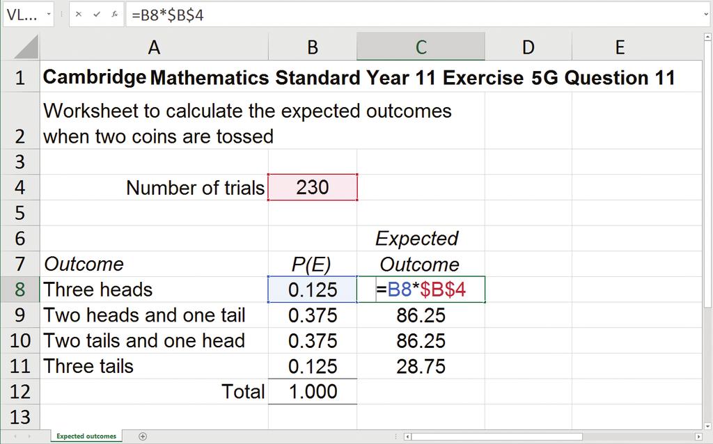 5G Expected frequency 85 Create the spreadsheet below. 05GQ a Cell C8 has a formula that multiplies cells B8 and B4. Enter this formula.
