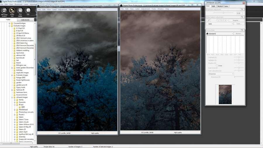 I set my IR image s white balance and then I make corrections for each image in the DPP software, as I feel the image
