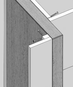 edge of the door or fascia, that the panel is reduced in depth so that the edge of the cladding panel is level with the start of the bevel, or