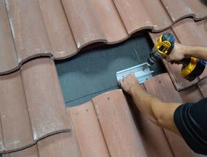 1) Locate the rafter 3) Install Tile Hook base 5) Work channel nut into groove 7) Optional deck-level flashing 2) Drill pilot holes 4) Position