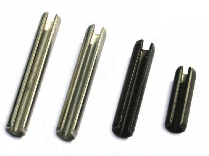 SLOTTED SPRING PINS (SPRING TENSION PINS) Slotted spring pins consist of a single coil of spring steel or stainless steel with an open slot sufficiently wide to enable the pin to reduce in diameter