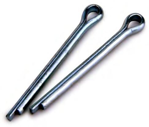 SPLIT COTTER PINS Our range of cotter pins are stocked in diameters 1mm to 13mm in mild steel (usually zinc plated), 1mm to 6.3mm in stainless steel A4 and brass.