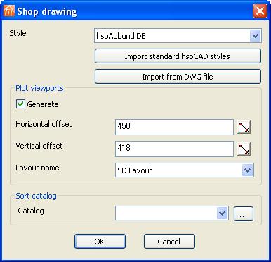 3.1 SHOP DRAWING DIALOG BOX Select or import a Style to add to the drawing. Select to enable generation of Plot Viewports, required for batch plotting.