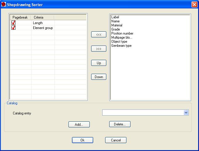 3.4 SORT CATALOG Catalog You can sort your shop drawings according to a few criteria. Select the triple dots (Fig 03) and the Shop drawing Sorter dialog box will appear.