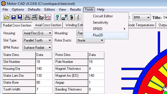 Creating Flux2D model You can then export the Motor-CAD 2D winding model to Flux to view the temperatures inside the slot.