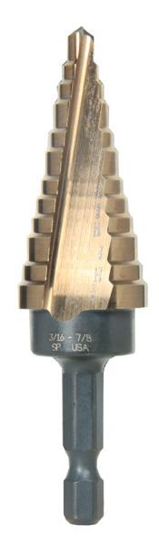 Specialty Tools - Step Drills Quick Release, TiN/TiCN Coated 98 Specialty Tools STEP DRILLS ULTRA BIT MULTI-DIAMETER Made in the U.S. A.