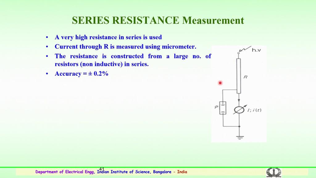 Series resistance or micrometer method where the number of resistances in series are connected with the help of micro ammeter