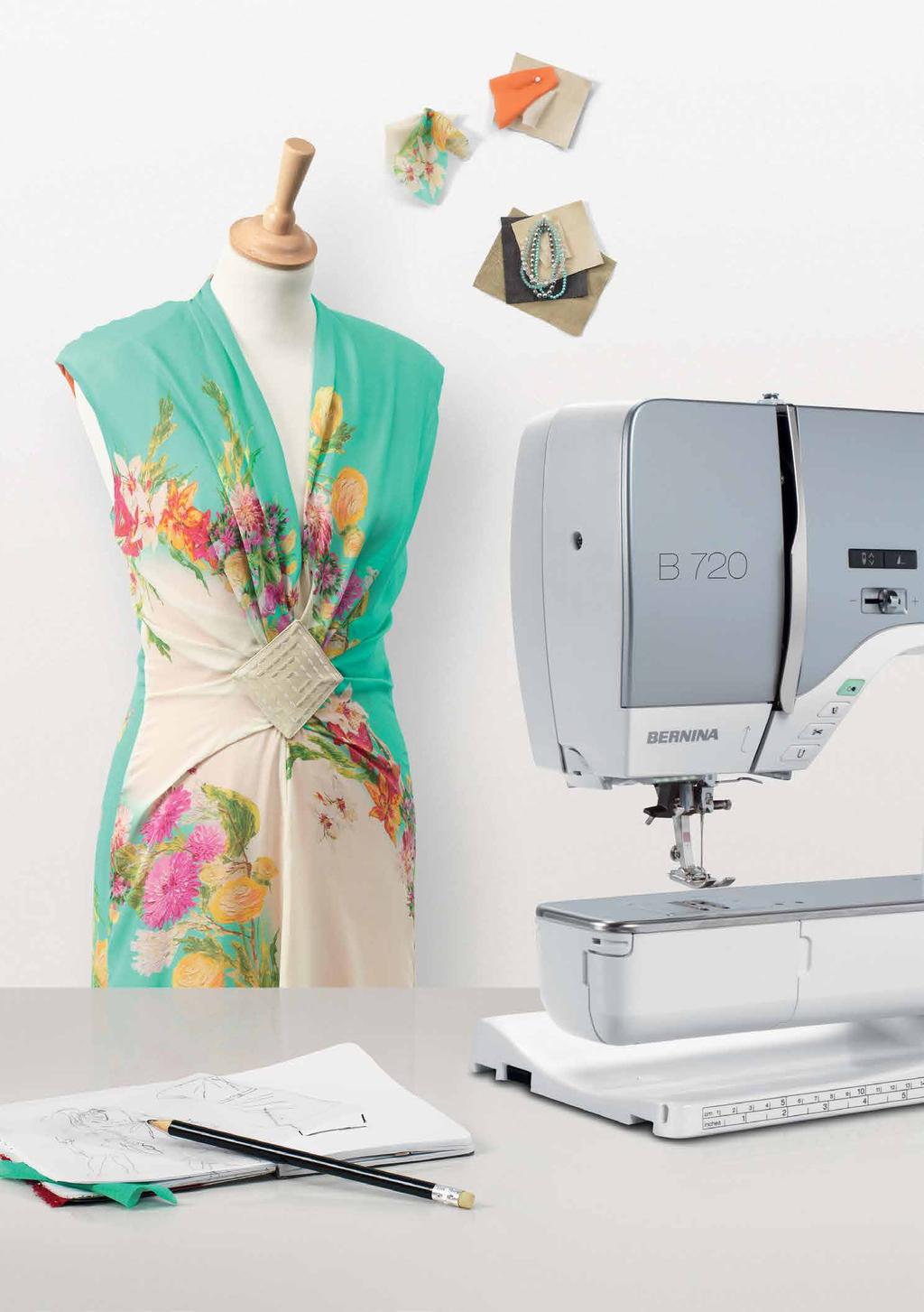 Slide speed control Sewing speed up to 1,000 stitches per minute Direct-selection buttons: Start / stop button Raise and lower presser foot Automatic thread cutter Reverse sewing The BERNINA Hook
