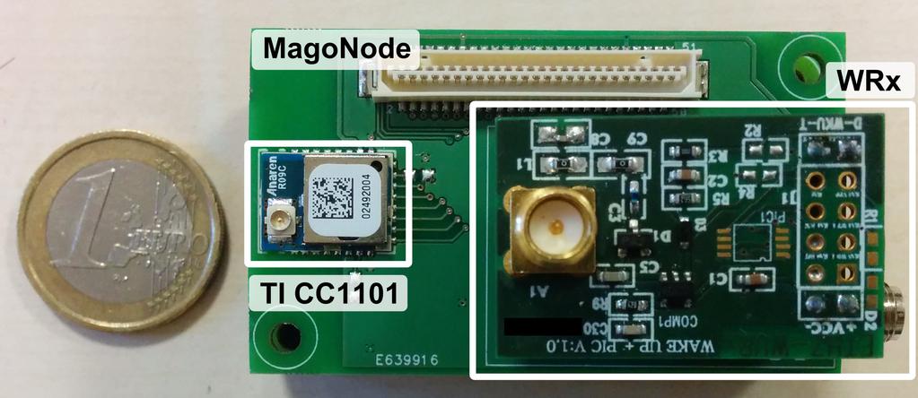 using the CC transceiver from Texas Instruments, a lowpower sub-ghz transceiver that supports OOK modulation. Communication with the MagoNode is realized through the SPI interface. Fig.