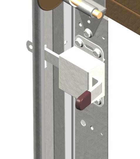 FIGURE 20 CEILING PUNCHED ANGLE BRACE (OPTIONAL) 3/8 X 1 SHORT NECK CARRIAGE BOLTS AND 3/8 LOCK NUTS TOP DOOR TOP ITEMS BELOW WILL FASTEN TO RIGHT OR SIDE OF DOOR OPTIONAL COMMERCIAL DOOR SIDE LATCH
