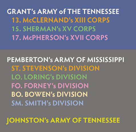 Command Subordinate Leaders (corps for the Union Army of the Tennessee, divisions for the Confederate Armies of Mississippi or Tennessee) are color coded: Committed Leaders that have Activated units,