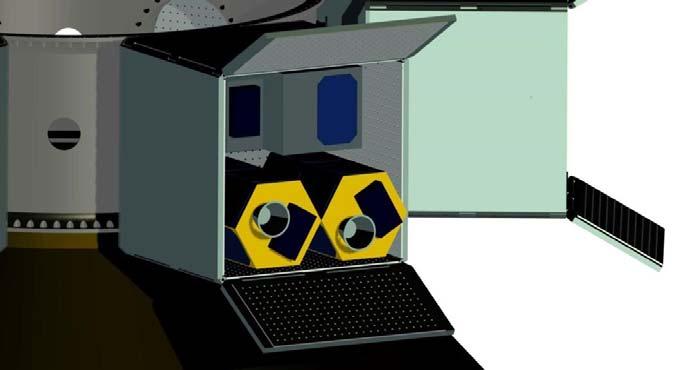 spacecraft can be attached 2 deep along interior dispenser walls, leaving space for central microsat Compatible