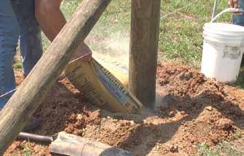 Filling Holes with CONCRETE Fill all end and corner holes with concrete keeping in mind the following: Fill to within 4 of ground level so you can put dirt back in around your posts and grass will