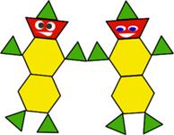 DANCING BLOCK PEOPLE Grades 7 and 8 Solve problems that involve determining whole number percents pattern blocks Problem to Solve Is it possible that the 2 dancing people represents different