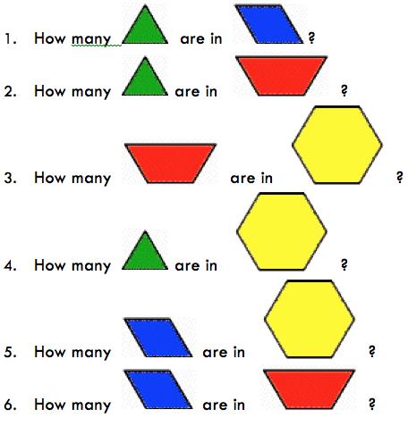 SHAPES, SHAPES Grades 7 and 8 Compare the area of 2D shapes Mental Math Activity pattern