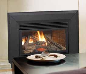 Standard Features Natural gas Beautiful fire with glowing logs, platinum bright embers, fire grate & Embaglow embers Flame height adjustment control Flush front