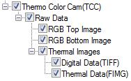 2.8.1.1.8 THERMO COLOR CAM Fig.38 Thermo Color Cam Export Tree Raw Data RGB Top Image - raw data from Color top camera in the.png format RGB Bottom Image - raw data from Color bottom camera in the.