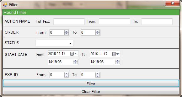2.9.5 ADVANCED FILTER 1 2 3 4 5 6 Fig.53 Advanced Filter Filter window provides advanced filtering options for the available data.