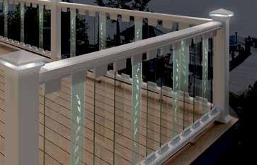 balusters Complete kit includes wireway channel, top and bottom connectors and hardware to install three Scenic balusters Bright LED lights in top connectors illuminate balusters