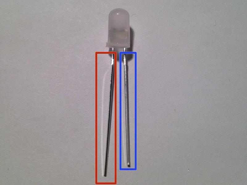 Step 17 Position the LEDs LEDs are polarized: one side of the diode is positive, the other is