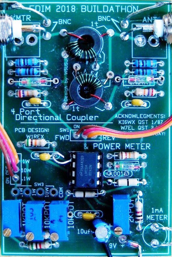 QRP-DWM Directional-Coupler Watt Meter Preliminary By: W5USJ CyM-Tech Documentation Services Enhancing Your QRP Operating Enjoyment PCB Assembly Top View Addendum: Correct missing toroid ground after