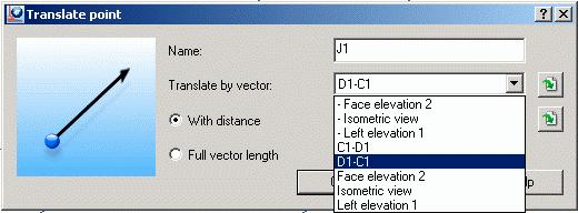 ADVANCE CONCRETE TUTORIAL 3. In the Translate point dialog box, select D1 C1 for the translation vector. Figure 25: Translate point dialog box Selecting a translation vector 4.