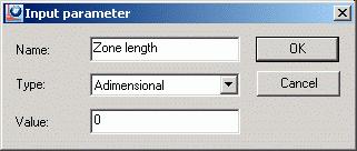 Select Distribution Right Side Zone category. 2. Click Add parameter. 3. In the "Input parameter" dialog box, enter the parameter name Zone length. 4. Click OK.